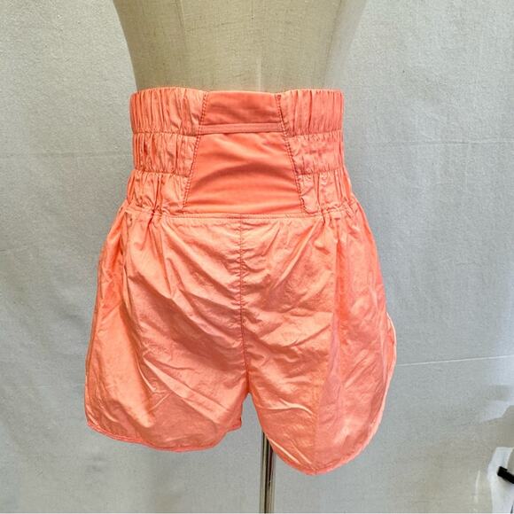 Free People The Way Home Shorts in Papaya Punch size large high waist smocked - Picture 7 of 15
